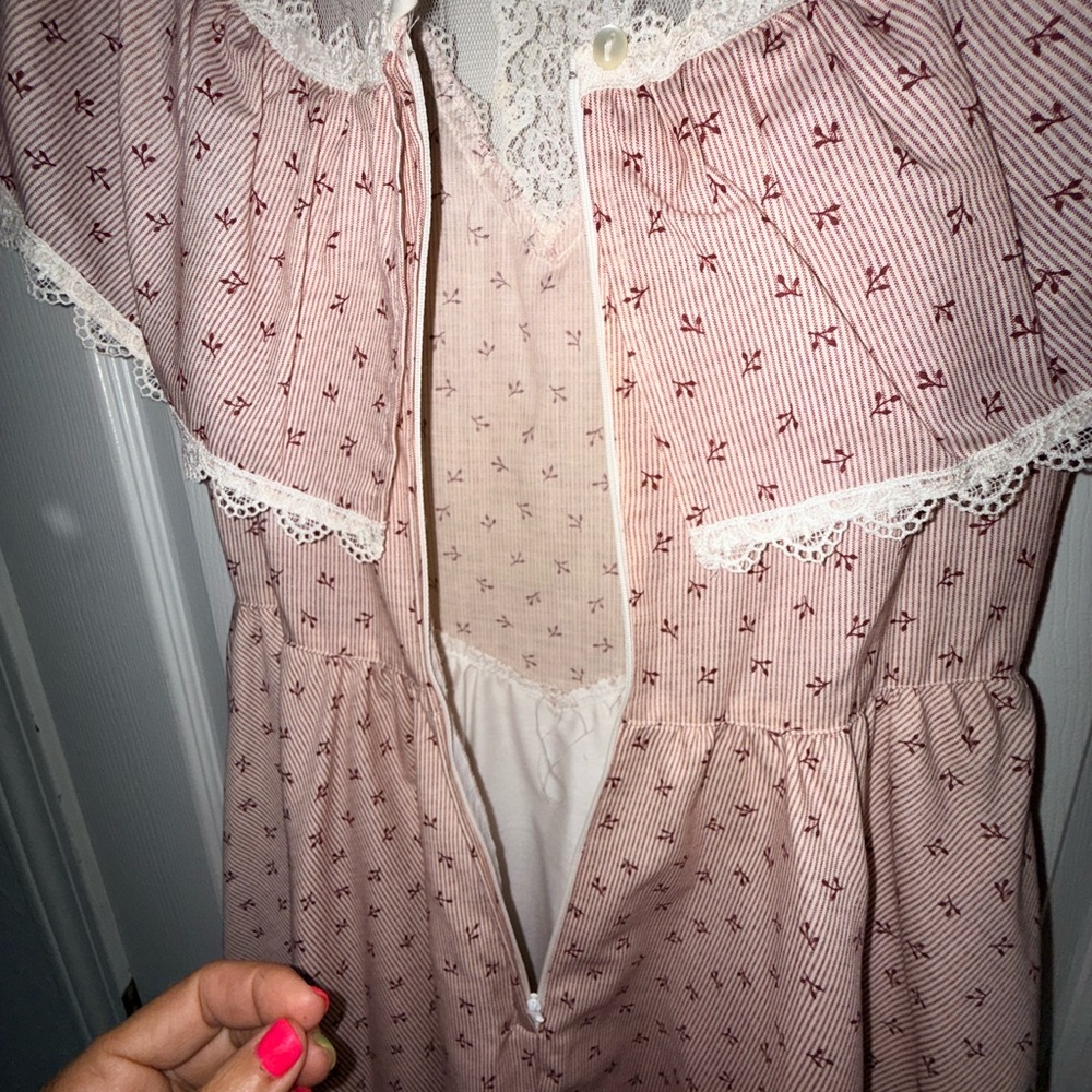 Gunne Sax Jessica San Francisco Lace Neck Cottagecore Prairie Maxi Dress Vintage - Picture 11 of 16
